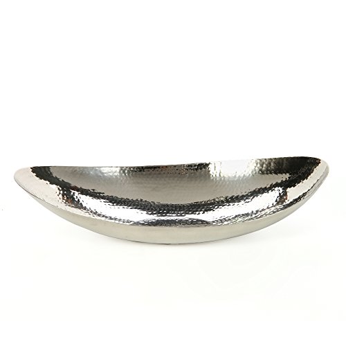 Hosley 13.5 Inch Hammered Stainless Steel Oval Bowl for Orbs, Dry