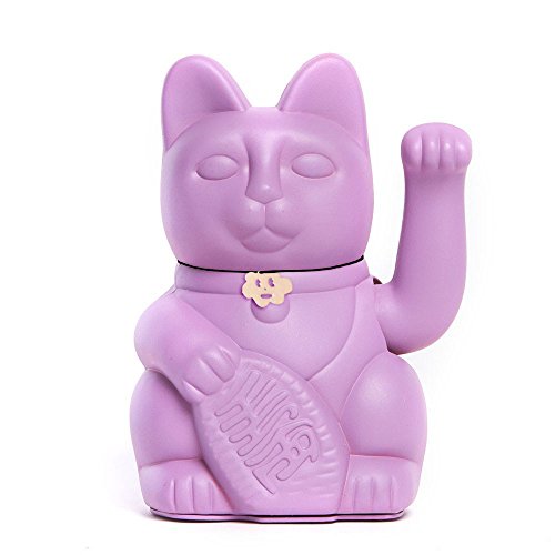Chat chinois chanceux. Lucky Cat. Maneki Neko. MAUVE, M (10x6x15 cm)