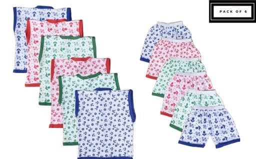 Image of Baby Boys Pack of 6 Cotton Top & Bottom Clothing Set| Comfortable, Breathable, Lightweight, Skin Friendly|SL 11