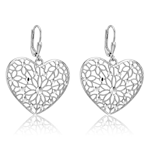 Image of TRUESILVER ACPL 925 Sterling Silver BIS Hallmarked Designer Drop & Dangle Leverback Earrings for Women