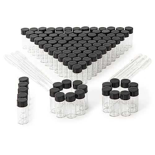 BKMAMLAB 5ml Clear Small Glass Vials 100pcs with Screw Caps(100pcs)