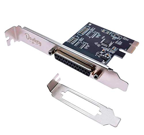 Donkey pc - 1 Port Parallel en PCI Express. Tarjeta y Adaptador de Interfaz Interno Paralelo con Transferencia de hasta 1,5 Mbps. Tarjeta controladora de Puerto de Impresora Db25 Paralelo.