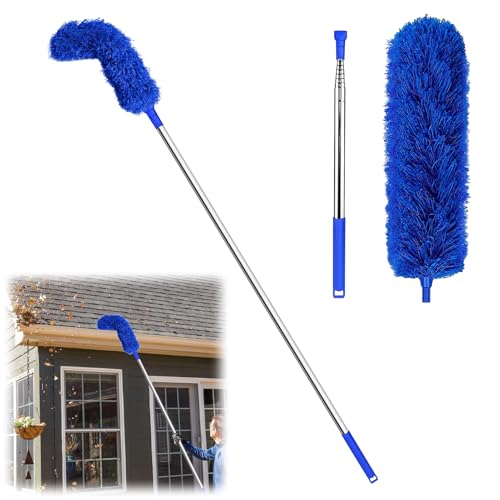 Pulitore per grondaie con manico telescopico, spazzola per grondaie, pulitore telescopico per grondaie, facile da smontare, pulitore per la pulizia di foglie, sporco, finestre, grondaie, lampadari (B)
