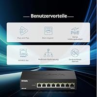 D-Link DMS-108P 8-Port Multi-Gigabit Unmanaged PoE Switch – 2,5GbE, 230W PoE-Budget, 802.3af/at/bt, Lüfterlos, Plug & Play, Metallgehäuse, IGMP Snooping, QoS, Green Ethernet – Ansicht 2
