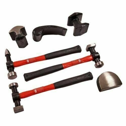 Orbitron 7Pc Car Auto Body Panel Repair Tool with Fibre Body Beating Bumping Hammer Set
