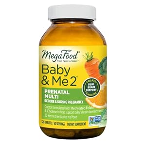 MegaFood Baby & Me 2 Prenatal Multi – Prenatal Vitamins for Mom & Developing Baby – Dr Formulated with Essential…