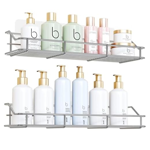 Oriware Adhesivo Estante Ducha Cesta Estanteria Organizador Baño Inodoro Cocina Sin Taladro SUS304 Acero Inoxidable - 2 Piezas