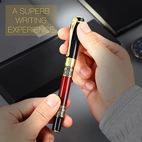 Image of Roshfort Luxury ball Pen - Customized Personalized Ballpoint Pen | Black & Maroon | Stylish Designs | Engrave Your Name. SEND DETAIL WHATSAPP +91 9631056748