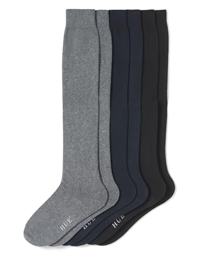 Image of HUE Women's Flat Knit Cotton Knee High Socks for Women 3 Pair Pack