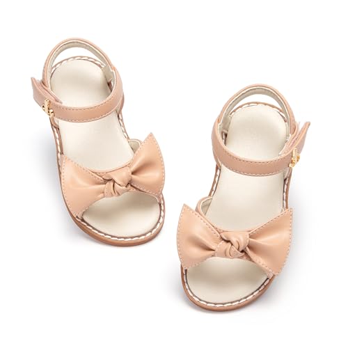 Image of THEE BRON Toddler Girls Sandals Wedding Flower Girl Dress Shoes Open Toe Flats