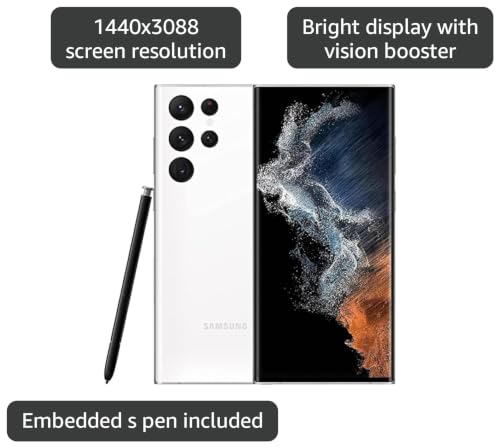 Image of Samsung Galaxy S22 Ultra 5G, US Version, 256GB, Phantom White - Unlocked (Renewed)