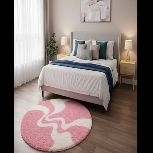 Image of Vintage Threads (Pink 3D 4x4 Ft Shaggy Carpet for Living Room & Bedroom | Ultra Soft Plush Long Pile Rug | Thick Fluffy 3D Modern Floor Carpet | Cozy Luxury Home Decor Rug