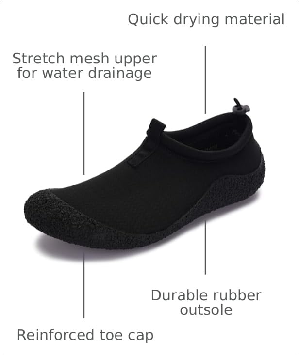 Image of WHITIN Water Shoes for Women and Men with Reinforced Toe Cap YG10 | Stretch Mesh Upper, Quick Dry, Easy to Pack, Great for Surfing, Swimming, Beach Trips and Summer Vacations