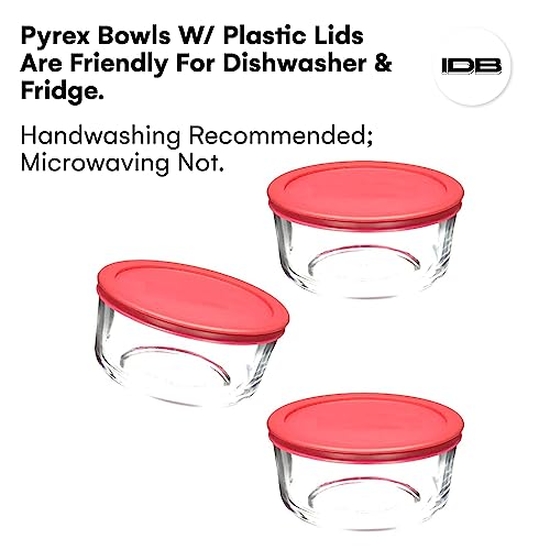 Wood Grip | Lids For Pyrex And Anchor Round Glass Containers | Lids For Pyrex Glass Containers | Replacement Lids (Red, 2 Cups, 6 Pack) #TOP3
