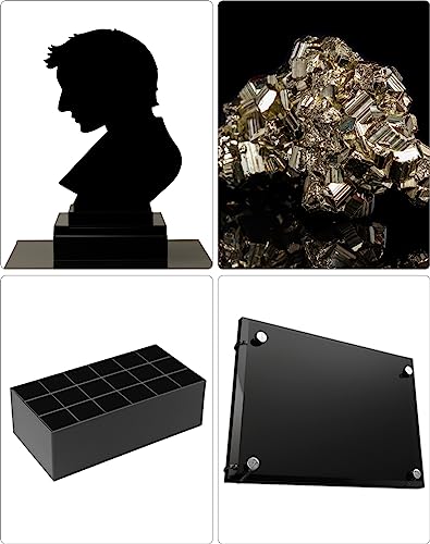 Image of QWORK Black Acrylic Sheets, 4 Pack 12 inch x 12 inch x 1 /8 inch Thick Square Panels, Cast Sheet, DIY Materials with Protective Paper for Sign, Painting, Pet Tag, Switch Panel, Display Stand