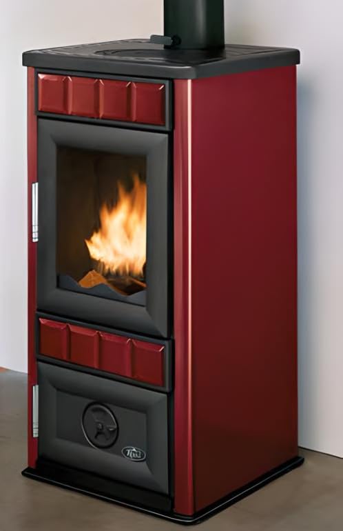 STUFA A LEGNA STUFA A LEGNA - Royal King S Stufa A Legna Ceramicata 6kw 46x40x90 Cm In Acciaio Rosso - PALAZZETTI
