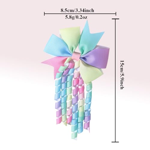 Image of Hodaqe Long Tail Bow Hair Clips for Girls, 2 Pcs | Ribbon bow clips with metal fasteners and flowing tails for ponytails, braids, parties, school and everyday hairstyles.