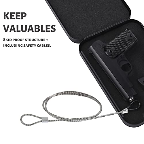 Gun Safe Small Hidden Gun Safe Box For Car Bedside Nightstand, Under Bed Stack-On Pistol Safe, Portable Money Safe Handgun Safe With 3 Digits Combination Lock, Quick-Access Lid Safety Device #TOP5