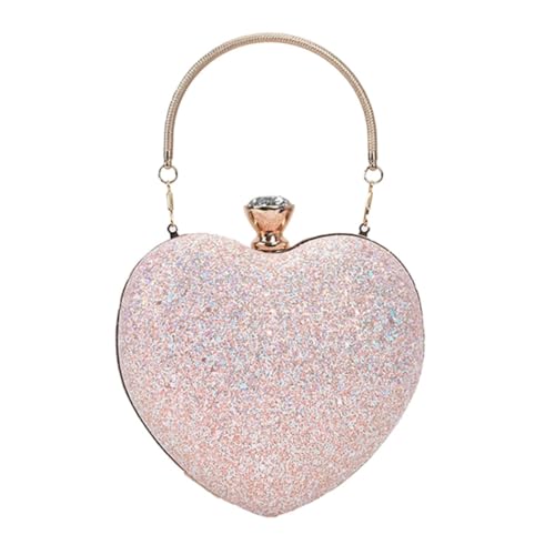 Pochette chic en métal et PU de haute qualité avec chaîne cœur