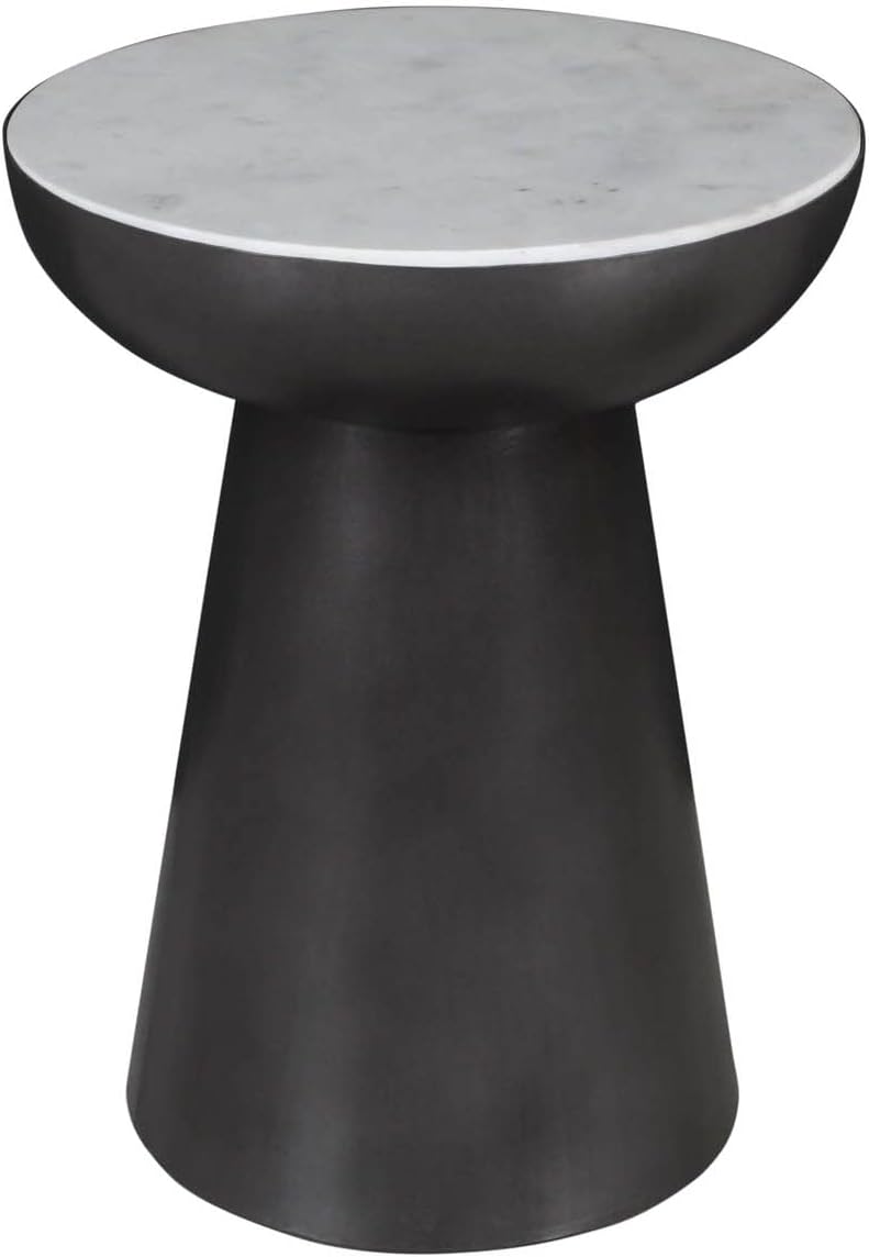 Circularity Modern Luxury Marble and Iron 18" Round Pedestal End Table
