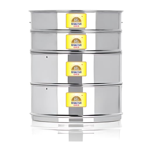 Image of Rakesh Gold Stainless Steel Container /Cooker Separator | Stackable Food Grade, Rust-Free, Easy to Clean (Cooker Containers, Suitable for 12 Litre Cooker)