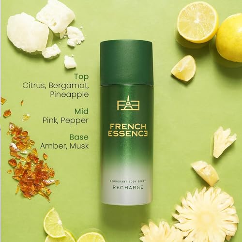 Image of FRENCH ESSENCE Deodorant Spray Perfume /Deodorant for men /Men Deo /Body Spray for men,Long Lasting Fragrance, Fresh Scent (Recharge) - 50ml combo offer Pack of 6