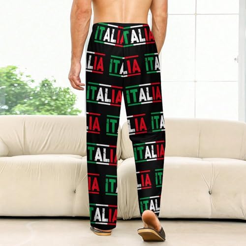 Italy Flag Mens Pajamas Pants Women Sleepwear Lounge Pant with Pockets3