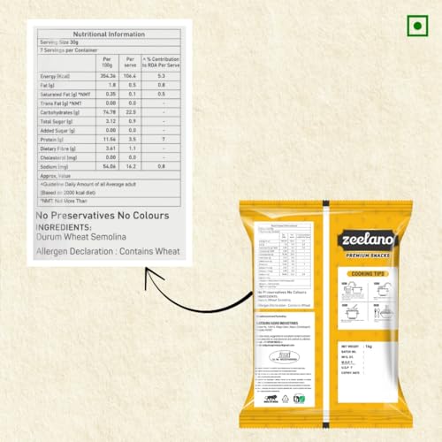 Image of ZEELANO Penne Pasta, 1kg, Durum Wheat Semolina