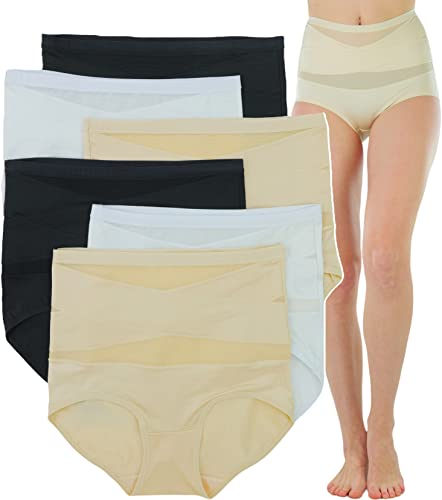 Image of ToBeInStyle Women's Pack of 6 High-Waisted Girdle Brief Tummy Support Everyday Panties