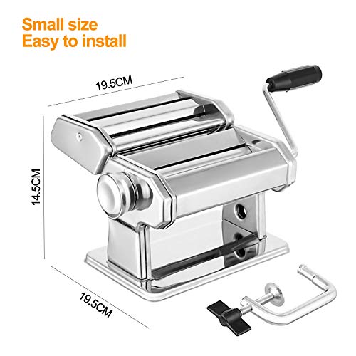 Pasta Maker Deluxe Set, Elegant Life Homemade 150mm Pasta Maker All in one 7 Thickness Settings for Fresh Fettuccine Spaghetti Lasagne Dough Roller Press Cutter Noodle Making Machine Pasta Roller - Thumbnail 2