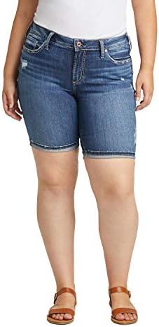 Silver Jeans Co. womens Plus Size Suki Mid Rise Bermuda Shorts, Indigo, 18 US