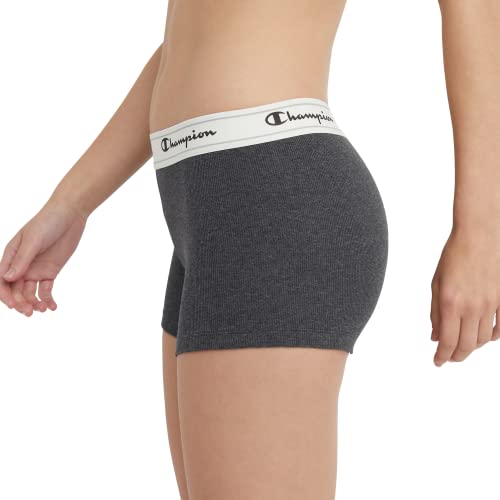 Champion Women's Heritage Underwear, Stretch Cotton Boyshort Panties, Single Or 3-Pack, Granite Heather, 1-Pack, Medium #TOP1