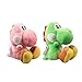 uiuoutoy - Set di 2 pupazzi di peluche Yoshi Super Mario Bros, peluche peluche, 15 cm, colore: verde e rosa