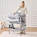 VEVOR Baby Changing Table, Foldable Diaper Change Station with 2 Fabric Drawers, Side Basket and Hanging Rod, Adjustable Height Changing Table with Lockable Wheels and 2 Star Toys, Light Gray