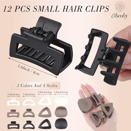 Pinzas para cabello pequeñas 12 piezas, plástico miniatura 2