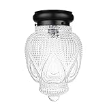 DSMJFU Black Semi Flush Mount Ceiling Light Fixture Globe Blown Glass Shade Close to Ceiling Lightin