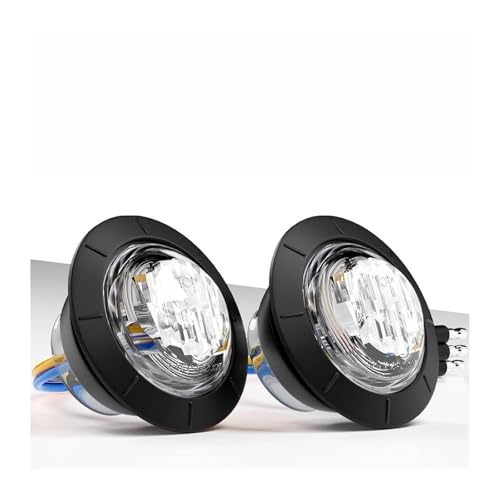 AESRTMJ Luces LED Posición Laterales Dos Colores para Camión Remolque Autobús Camioneta Automóvil Luz Indicadora Gálibo 12V 3/4' con Enchufe Redondo Tipo Bala(Amber-Blue,10pcs)