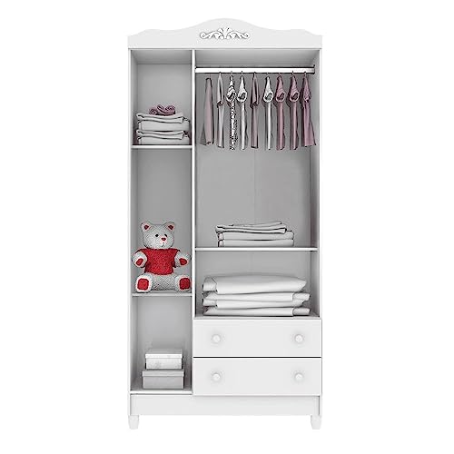 Quarto de Bebê Provençal Lisa Berço Mini Cama Guarda Roupa Infantil 3 Portas Branco Carolina Baby
