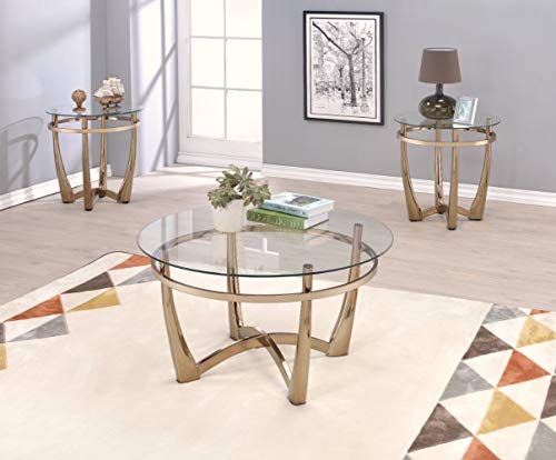 HomeRoots Attractive Coffee Table, Gold & Clear Glass HomeRoots Attractive Coffee Table, Gold & Clear Glass