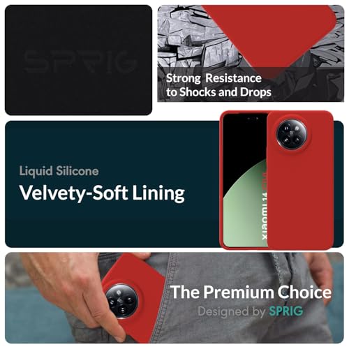 Image of SPRIG Compatible with Mi 14 Civi Premium SilkTone Back Cover Drop Tested Shock Proof Mobile Case for Men, Women, Boys and Girls with Camera Protection (Red)