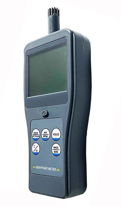 Digital Dewpoint Meter Handheld Dewpoint Meter with High Accuracy 6 Testing Parameters Resolution 0.01 Dew Point Temperature Range -45~120°C (-49~248°F) Absolute Humidity Range 0~400g/m³