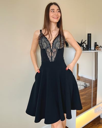 Stelle Women's 20" Knee Length Skirts with Pockets Casual Basic Midi Skirt Stretchy High Waisted Skater Flared Pleated2