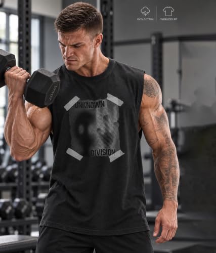 Image of SHODOX Men's 100% Cotton Tank Top | Round Neck Sleeveless Gym Vest | Loose Fit Casual Sportswear T-Shirt | Breathable & Lightweight Fitness Wear for Workout & Active Wear