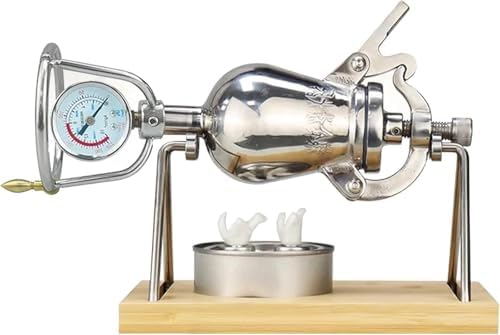 Stainless Steel Hand Popcorn Machine, Retro Manual Crank Popcorn Maker with Pressure Gauge, 520ML Capacity, Slow Heating Popcorn Cannon for Home & Party Snacks