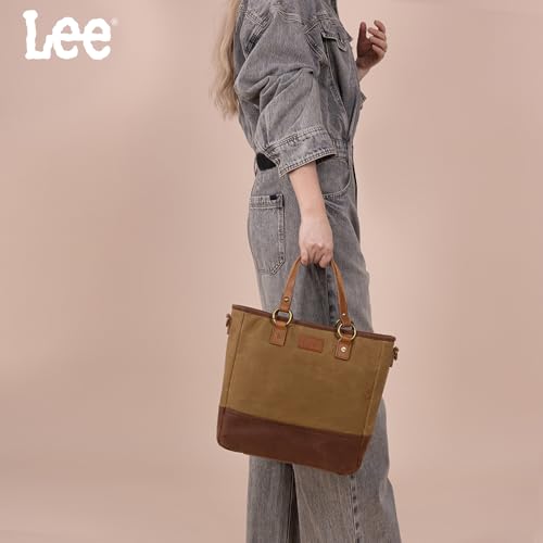 Image of Montana West x Lee Waxed Canvas Tote Bag for Women Top-Handle Handbag Shoulder Bag with Adjustable Detachable Wide Strap