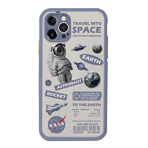 iPhone 12 Hülle, NASA-Astronaut im Weltraum Transparente, gefrostete Hülle, weiche, stoßfeste Schutzhülle, TPU-Silikon-Stoßstange + Hülle auf