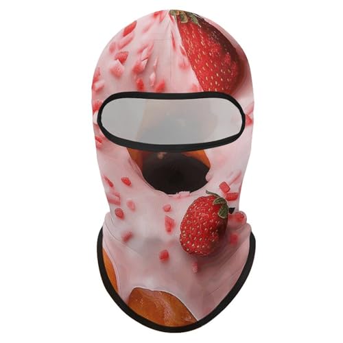 Balaclava con diseño Donut de Fresa para hombre y mujer, protección solar, transpirable, máscara facial de cabeza completa para senderismo, ciclismo, running y conducción miniatura 7