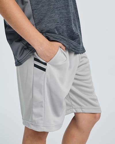 real essentials 5 pack boys39 athletic basketball sports shorts pockets - quick dry youth teens kids gym 4-18 years