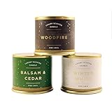 Scents of Winter - Set of 3 Scented Illume Candles - Balsam & Cedar, Woodfire, Winter White - 3...