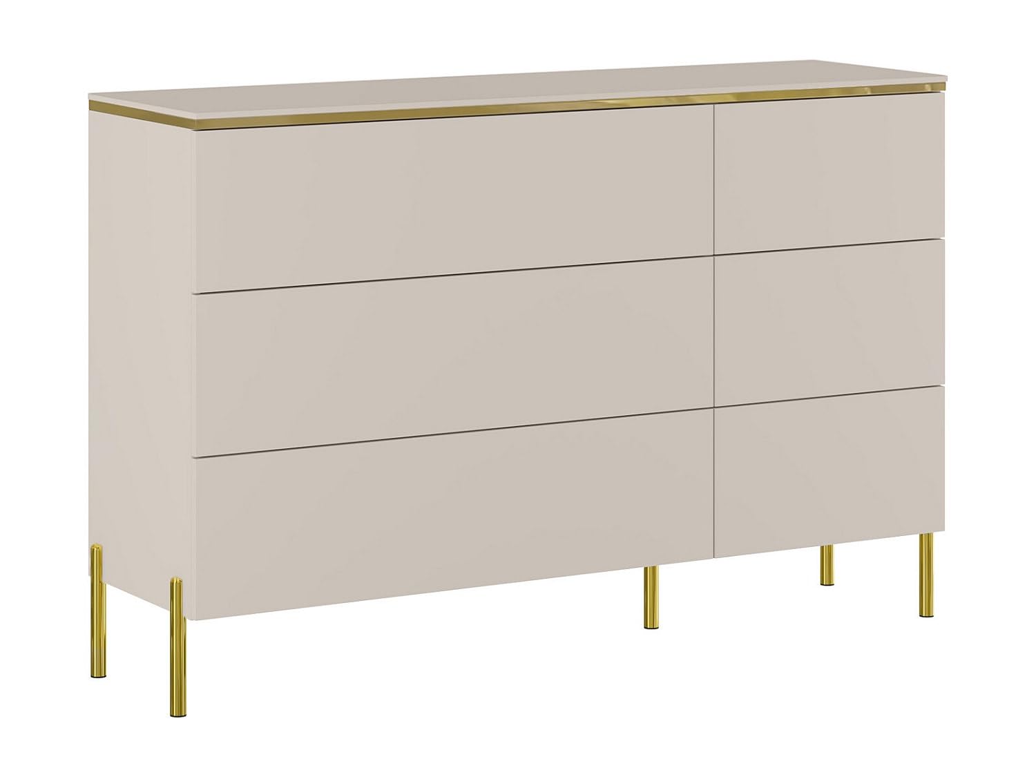 Pascal Morabito-Comò 6 cassetti Beige e Dorato - VUKIA